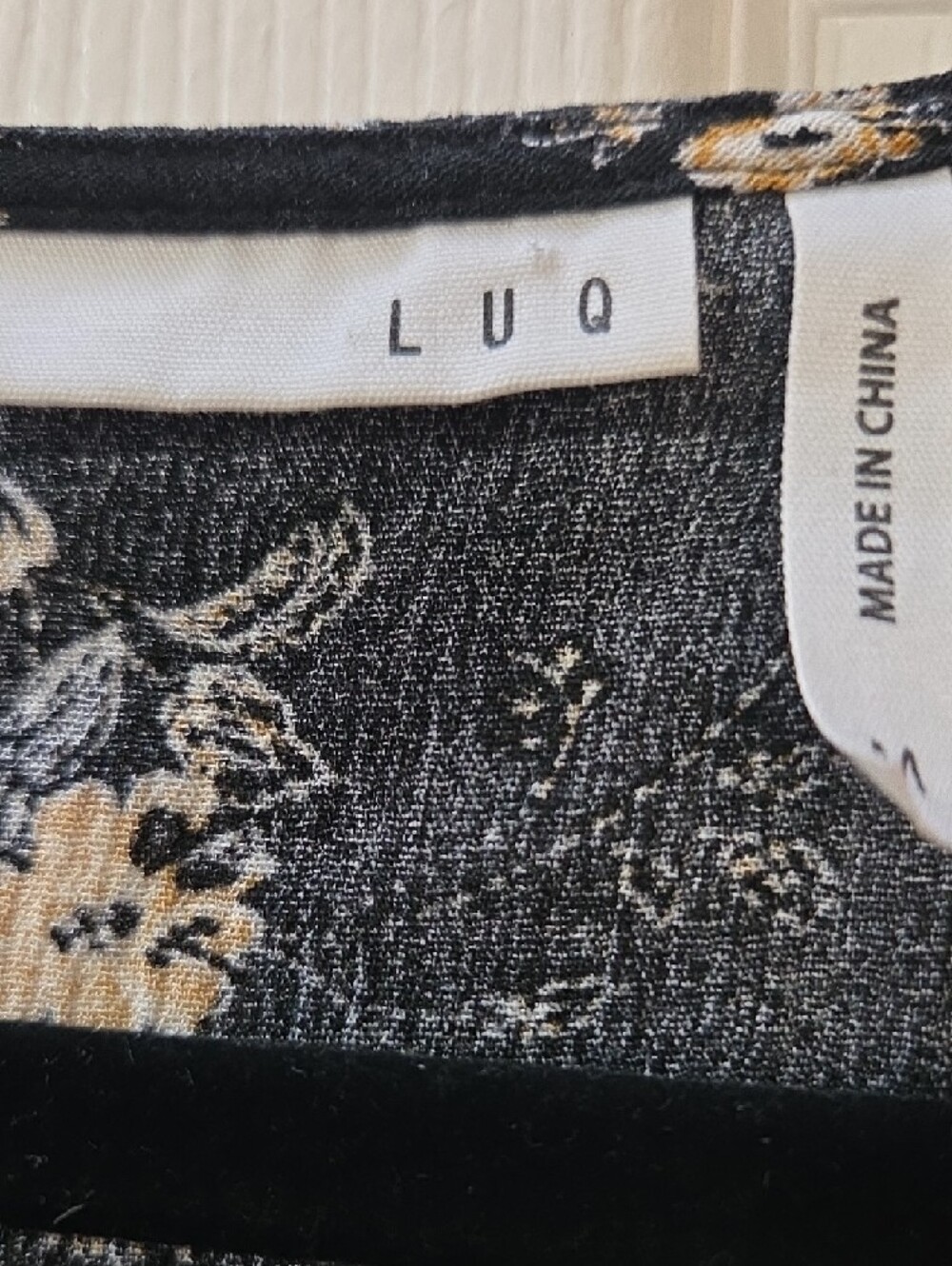 Tie-Front Floral Blouse in Black and Yellow - Picture 2 of 6